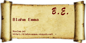 Blahm Emma névjegykártya